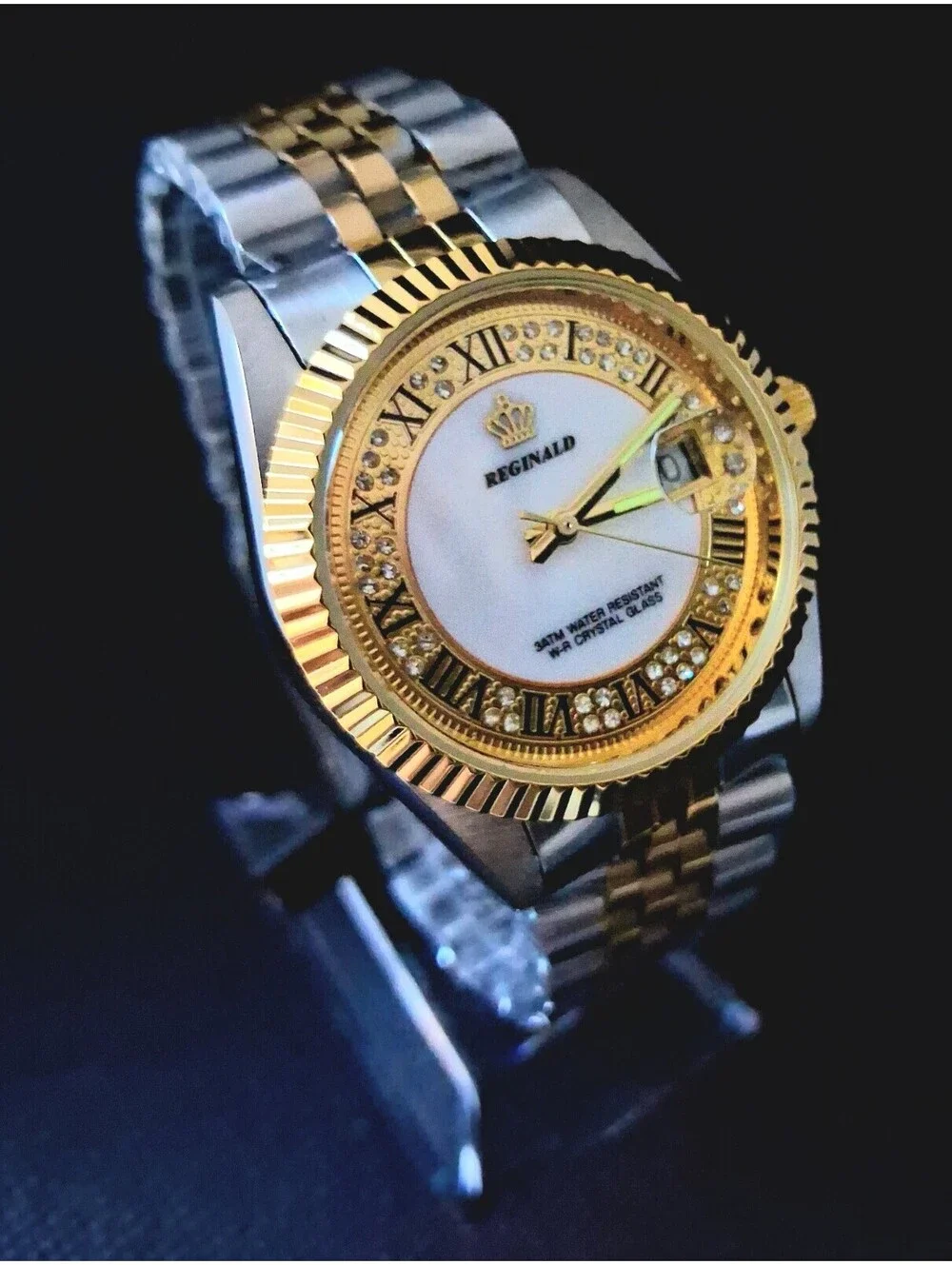 NEW IN BOX Men's Reginald 36mm Real Diamond Presidential Date Watch